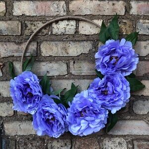 Spring Purple Floral Flower Twine Tweed Hoop Wreath